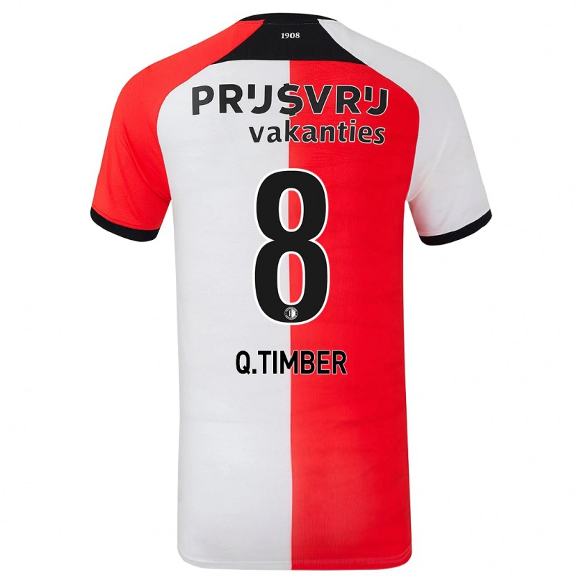 Danxen Hombre Camiseta Quinten Timber #8 Rojo Blanco 1ª Equipación 2024/25 La Camisa México
