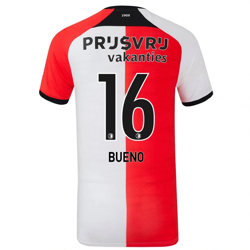 Danxen Hombre Camiseta Hugo Bueno #16 Rojo Blanco 1ª Equipación 2024/25 La Camisa México