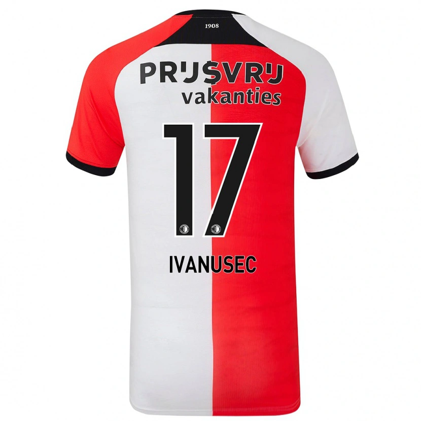 Danxen Hombre Camiseta Luka Ivanusec #17 Rojo Blanco 1ª Equipación 2024/25 La Camisa México