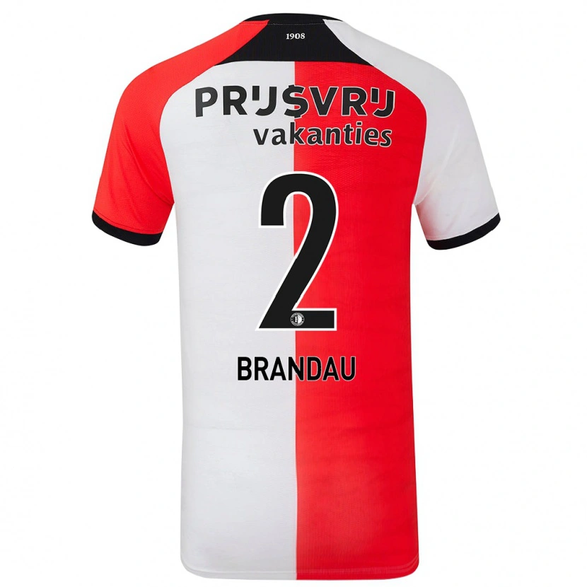 Danxen Hombre Camiseta Justine Brandau #2 Rojo Blanco 1ª Equipación 2024/25 La Camisa México