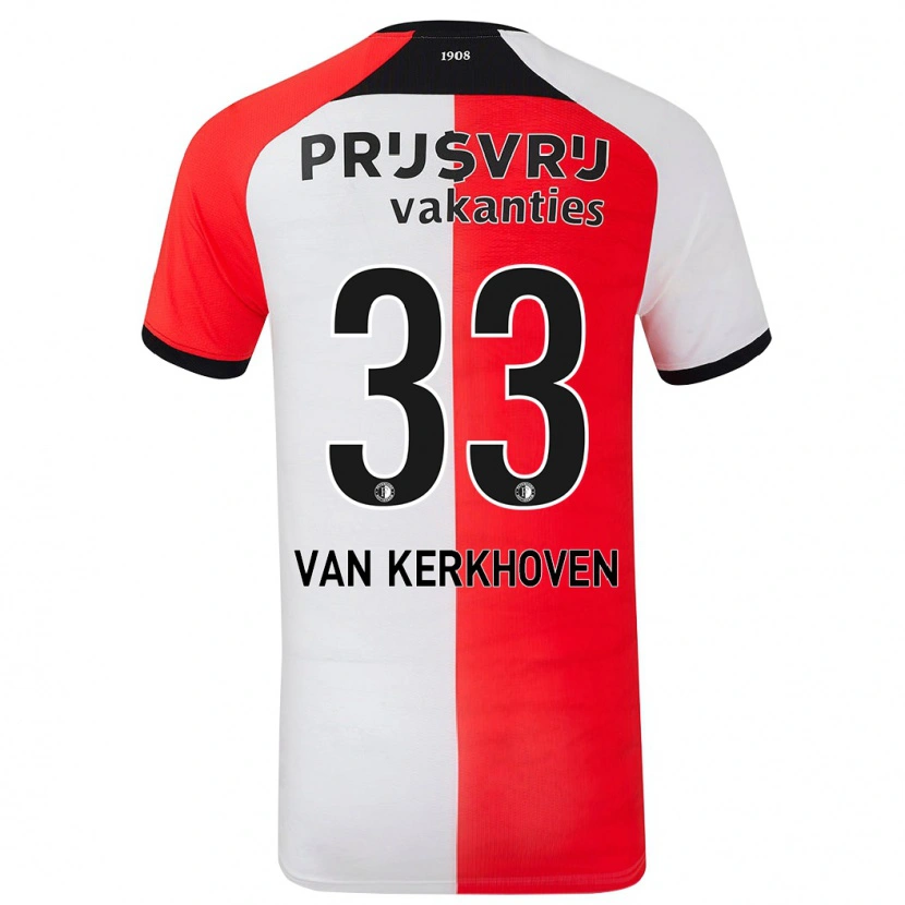 Danxen Hombre Camiseta Ella Van Kerkhoven #33 Rojo Blanco 1ª Equipación 2024/25 La Camisa México