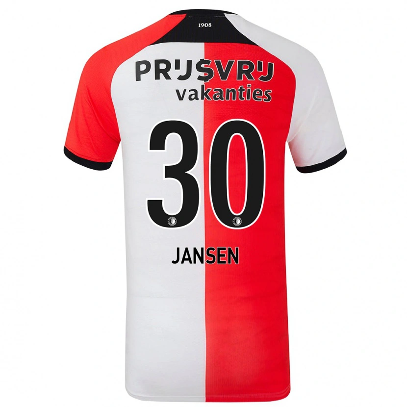 Danxen Hombre Camiseta Thijs Jansen #30 Rojo Blanco 1ª Equipación 2024/25 La Camisa México
