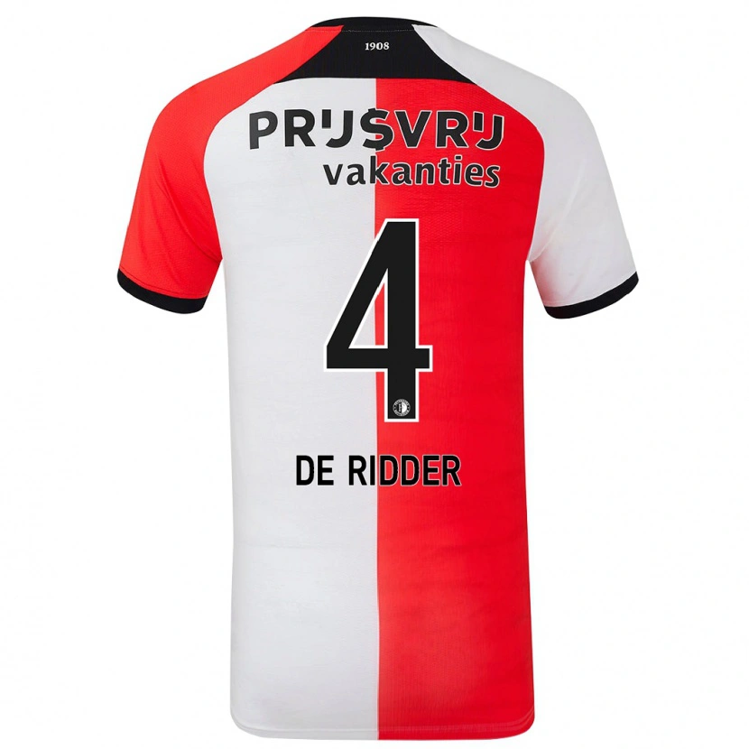 Danxen Hombre Camiseta Robine De Ridder #4 Rojo Blanco 1ª Equipación 2024/25 La Camisa México