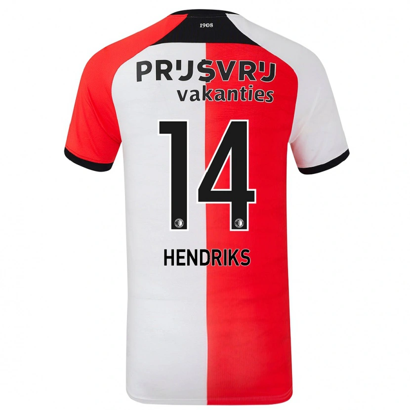 Danxen Hombre Camiseta Kim Hendriks #14 Rojo Blanco 1ª Equipación 2024/25 La Camisa México