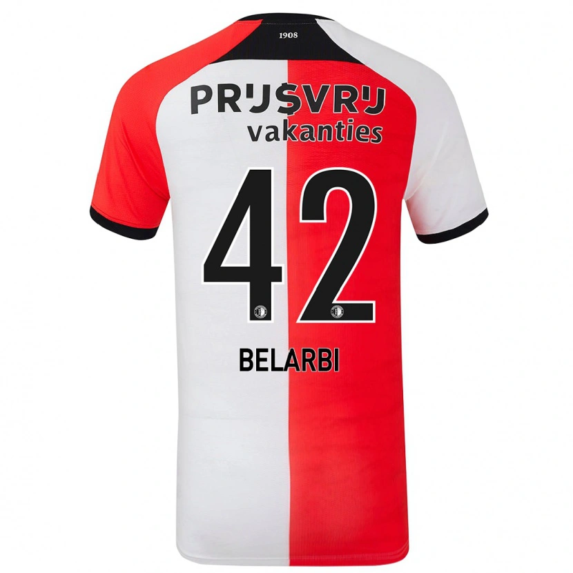Danxen Hombre Camiseta Abdel Belarbi #42 Rojo Blanco 1ª Equipación 2024/25 La Camisa México