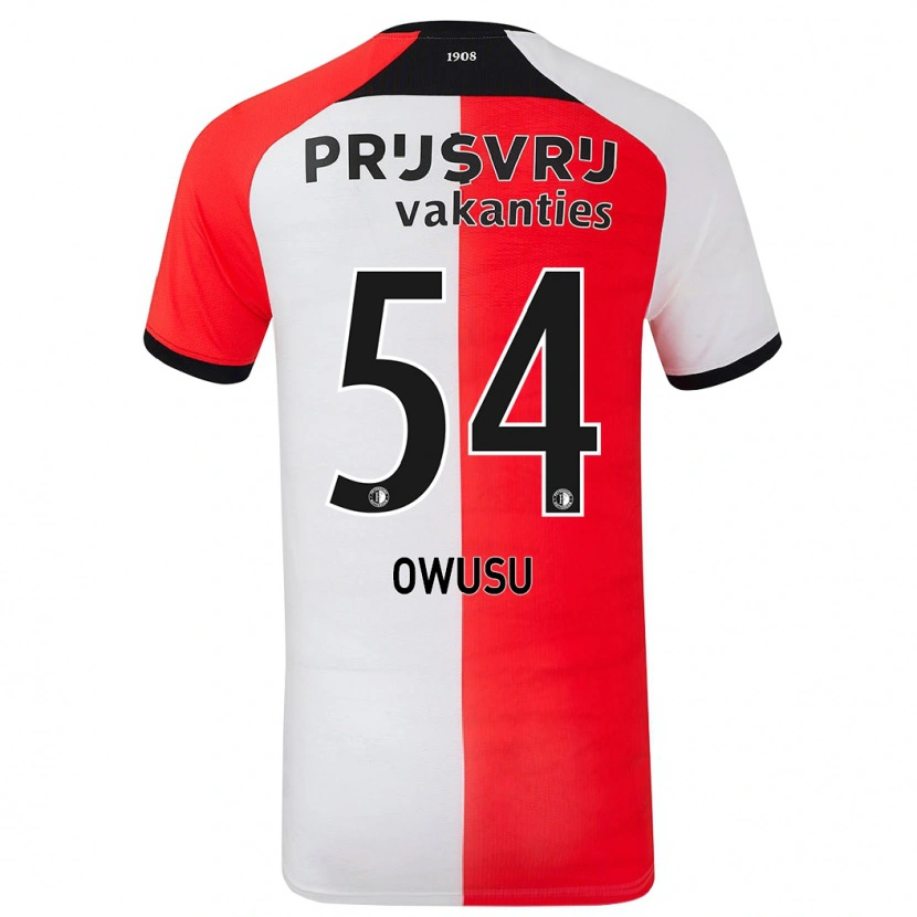 Danxen Hombre Camiseta Denzel Owusu #54 Rojo Blanco 1ª Equipación 2024/25 La Camisa México