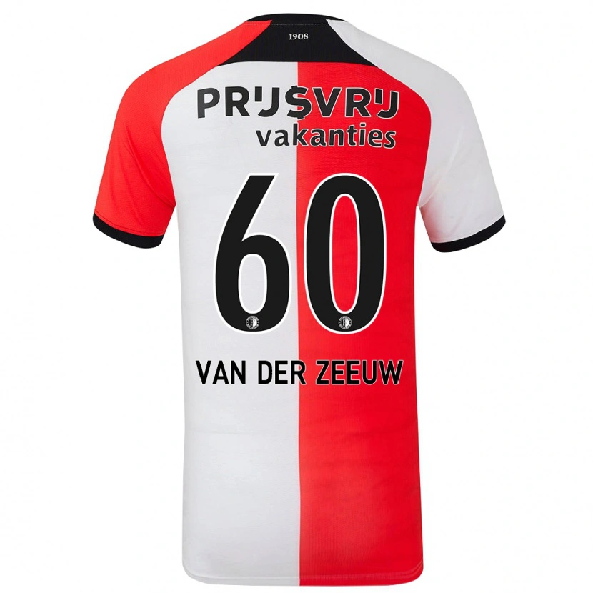 Danxen Hombre Camiseta Twan Van Der Zeeuw #60 Rojo Blanco 1ª Equipación 2024/25 La Camisa México