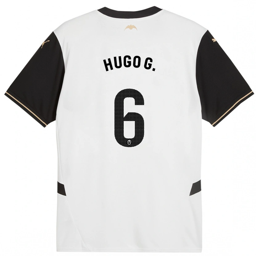 Danxen Hombre Camiseta Hugo Guillamón #6 Blanco Negro 1ª Equipación 2024/25 La Camisa México
