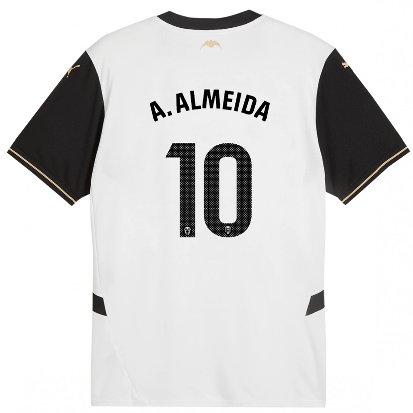 Danxen Hombre Camiseta André Almeida #10 Blanco Negro 1ª Equipación 2024/25 La Camisa México