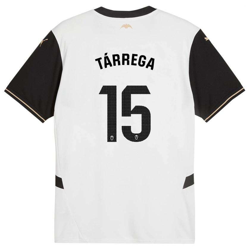 Danxen Hombre Camiseta César Tárrega #15 Blanco Negro 1ª Equipación 2024/25 La Camisa México