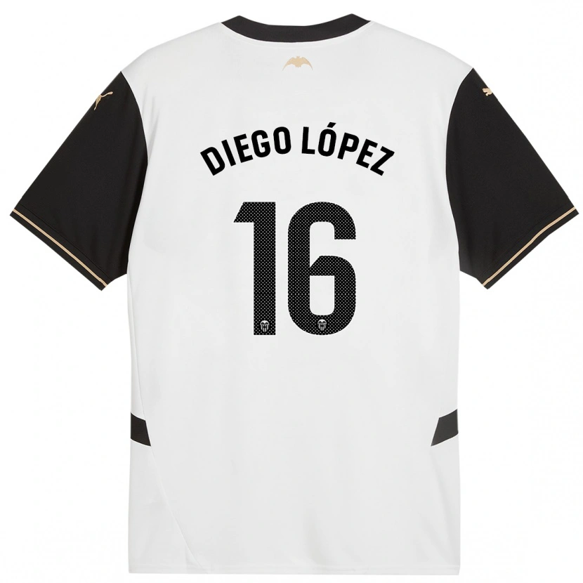 Danxen Hombre Camiseta Diego López #16 Blanco Negro 1ª Equipación 2024/25 La Camisa México
