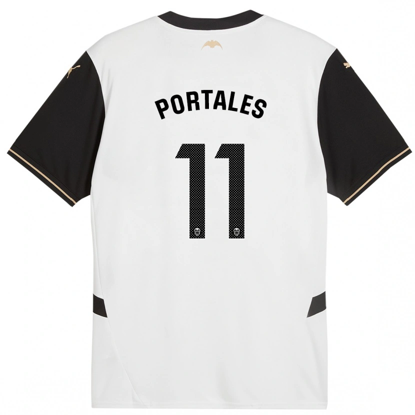Danxen Hombre Camiseta Macarena Portales #11 Blanco Negro 1ª Equipación 2024/25 La Camisa México