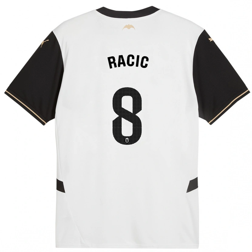 Danxen Hombre Camiseta Uros Racic #8 Blanco Negro 1ª Equipación 2024/25 La Camisa México