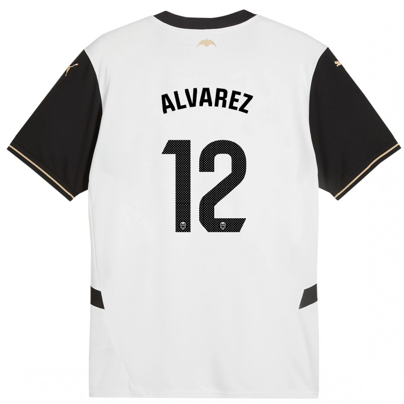 Danxen Hombre Camiseta Sofia Alvarez #12 Blanco Negro 1ª Equipación 2024/25 La Camisa México