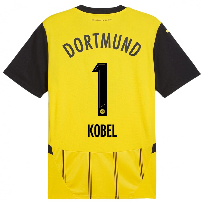 Danxen Hombre Camiseta Gregor Kobel #1 Amarillo Negro 1ª Equipación 2024/25 La Camisa México