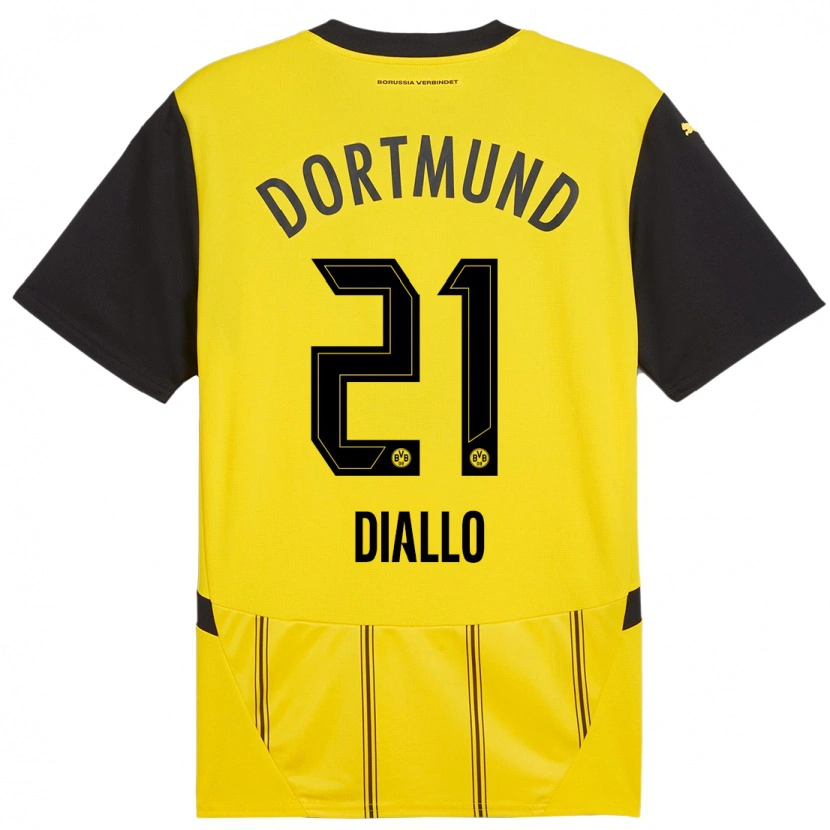 Danxen Hombre Camiseta Ousmane Diallo #21 Amarillo Negro 1ª Equipación 2024/25 La Camisa México