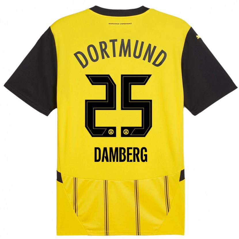 Danxen Hombre Camiseta Niclas Damberg #25 Amarillo Negro 1ª Equipación 2024/25 La Camisa México