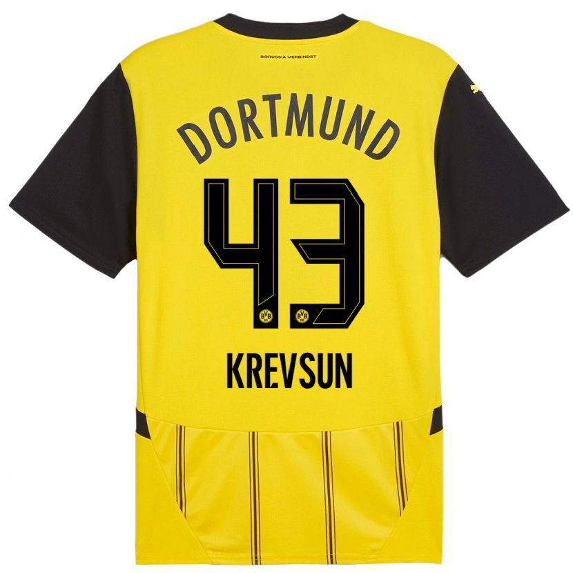 Danxen Hombre Camiseta Danylo Krevsun #43 Amarillo Negro 1ª Equipación 2024/25 La Camisa México