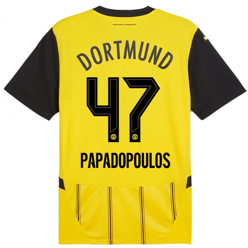 Danxen Hombre Camiseta Antonios Papadopoulos #47 Amarillo Negro 1ª Equipación 2024/25 La Camisa México