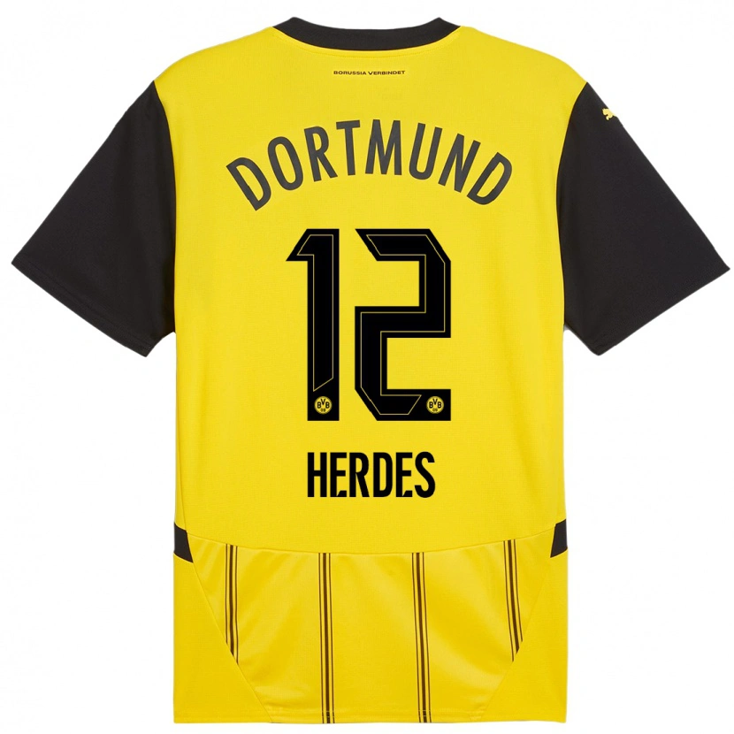 Danxen Hombre Camiseta Leon Herdes #12 Amarillo Negro 1ª Equipación 2024/25 La Camisa México