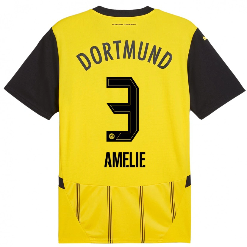 Danxen Hombre Camiseta Berger Amelie #3 Amarillo Negro 1ª Equipación 2024/25 La Camisa México