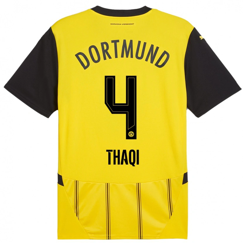 Danxen Hombre Camiseta Albin Thaqi #4 Amarillo Negro 1ª Equipación 2024/25 La Camisa México