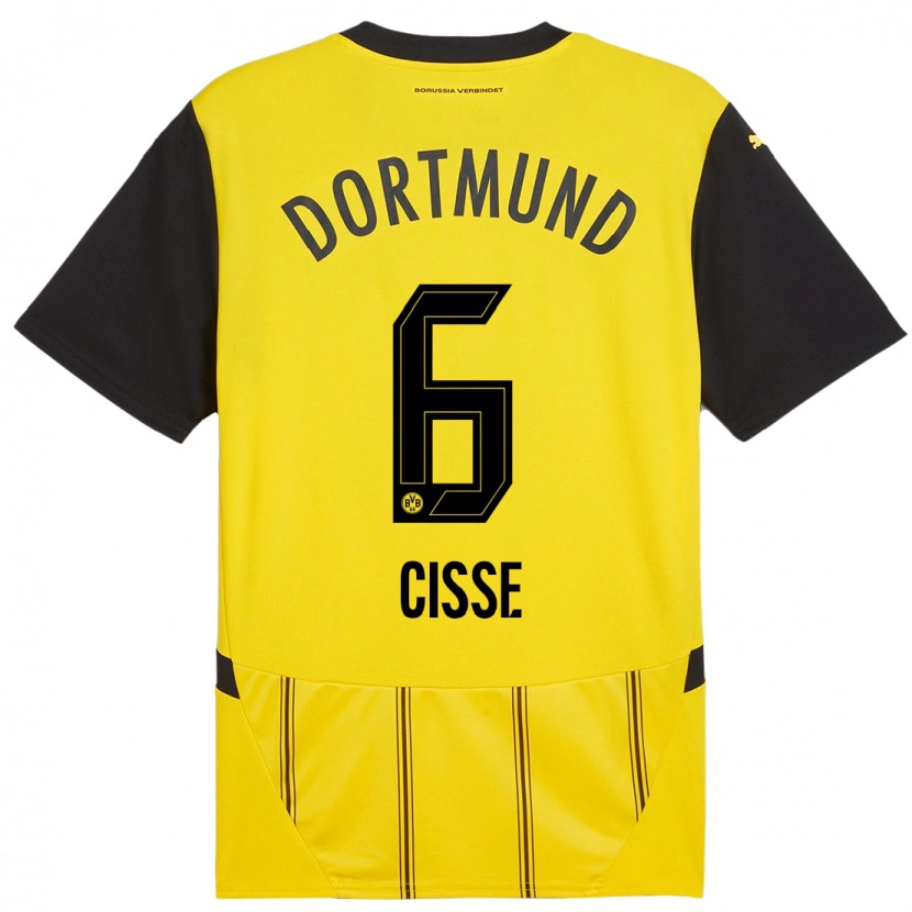 Danxen Hombre Camiseta Faroukou Cisse #6 Amarillo Negro 1ª Equipación 2024/25 La Camisa México