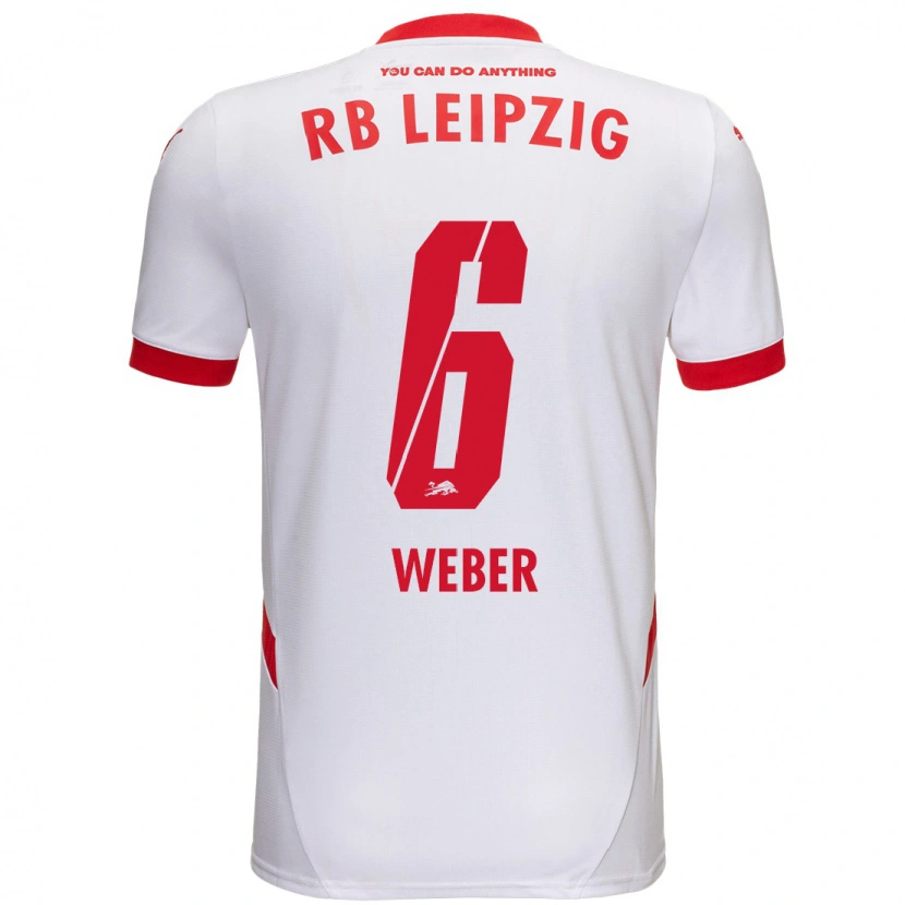 Danxen Hombre Camiseta Samuel Weber #6 Blanco Rojo 1ª Equipación 2024/25 La Camisa México