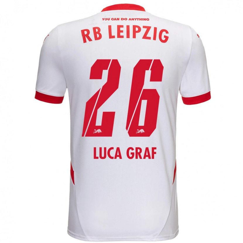Danxen Hombre Camiseta Luca Marie Graf #26 Blanco Rojo 1ª Equipación 2024/25 La Camisa México