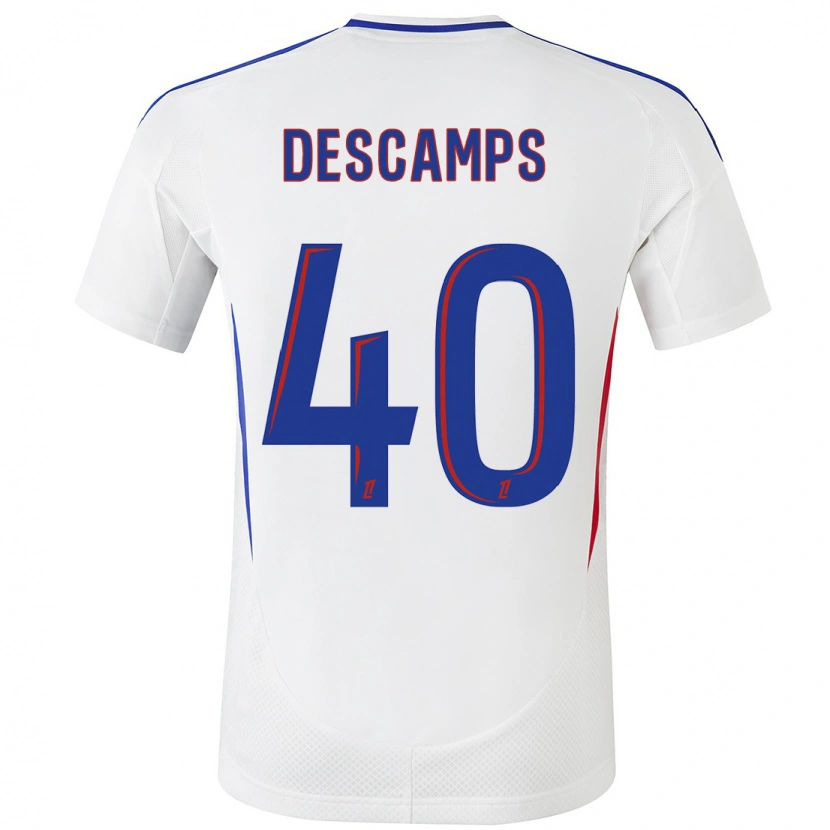 Danxen Hombre Camiseta Rémy Descamps #40 Blanco Azul 1ª Equipación 2024/25 La Camisa México