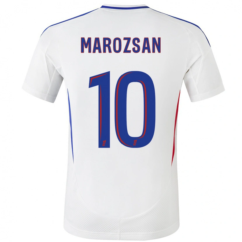 Danxen Hombre Camiseta Dzsenifer Marozsán #10 Blanco Azul 1ª Equipación 2024/25 La Camisa México