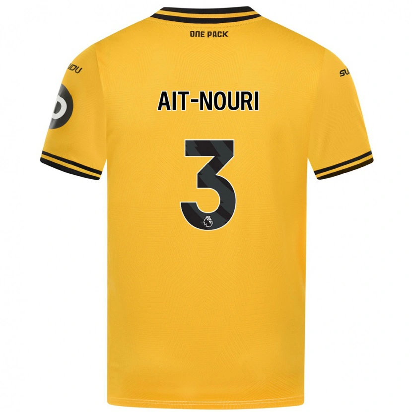 Danxen Hombre Camiseta Rayan Aït-Nouri #3 Amarillo 1ª Equipación 2024/25 La Camisa México