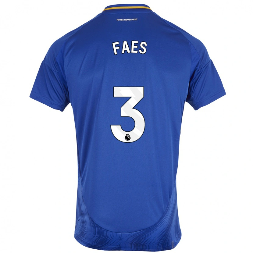 Danxen Hombre Camiseta Wout Faes #3 Azul Blanco 1ª Equipación 2024/25 La Camisa México