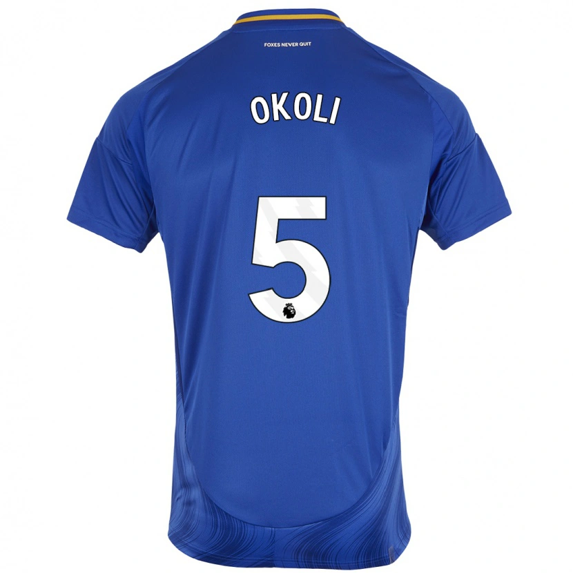 Danxen Hombre Camiseta Caleb Okoli #5 Azul Blanco 1ª Equipación 2024/25 La Camisa México