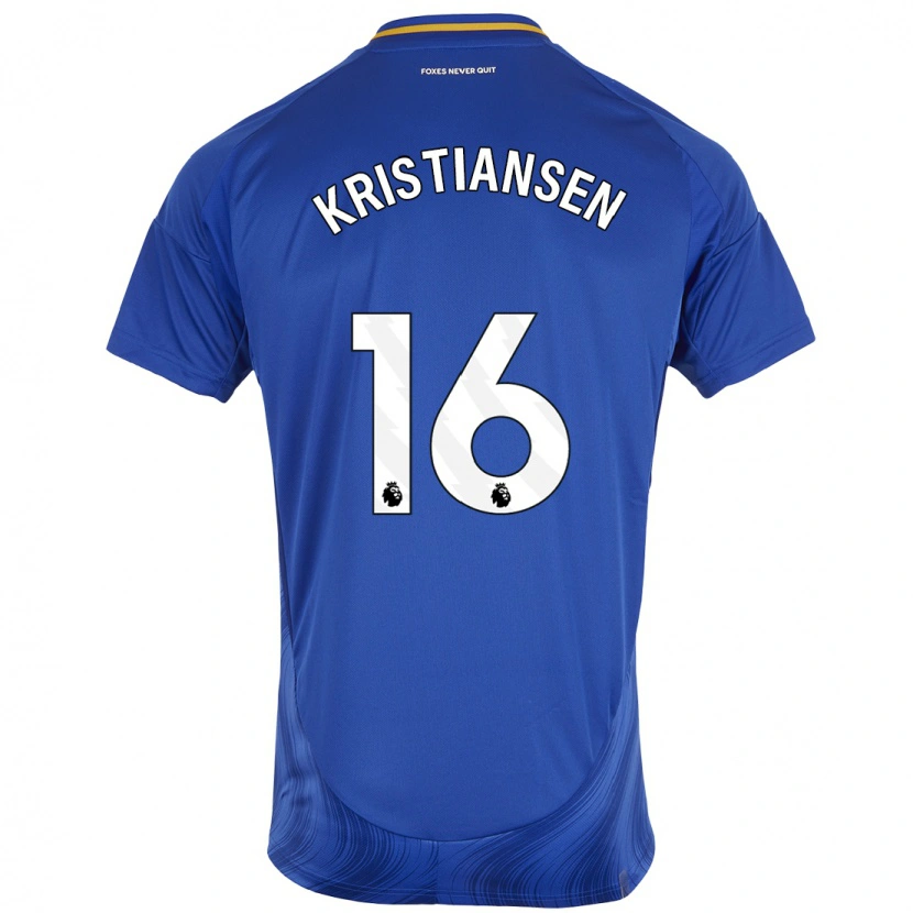 Danxen Hombre Camiseta Victor Kristiansen #16 Azul Blanco 1ª Equipación 2024/25 La Camisa México