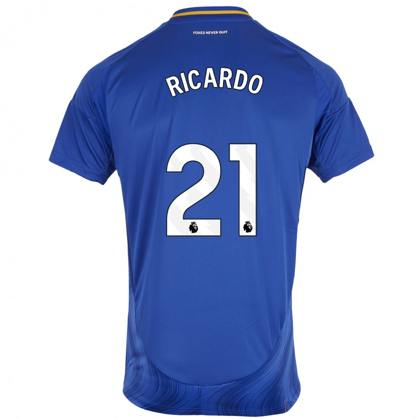 Danxen Hombre Camiseta Ricardo Pereira #21 Azul Blanco 1ª Equipación 2024/25 La Camisa México