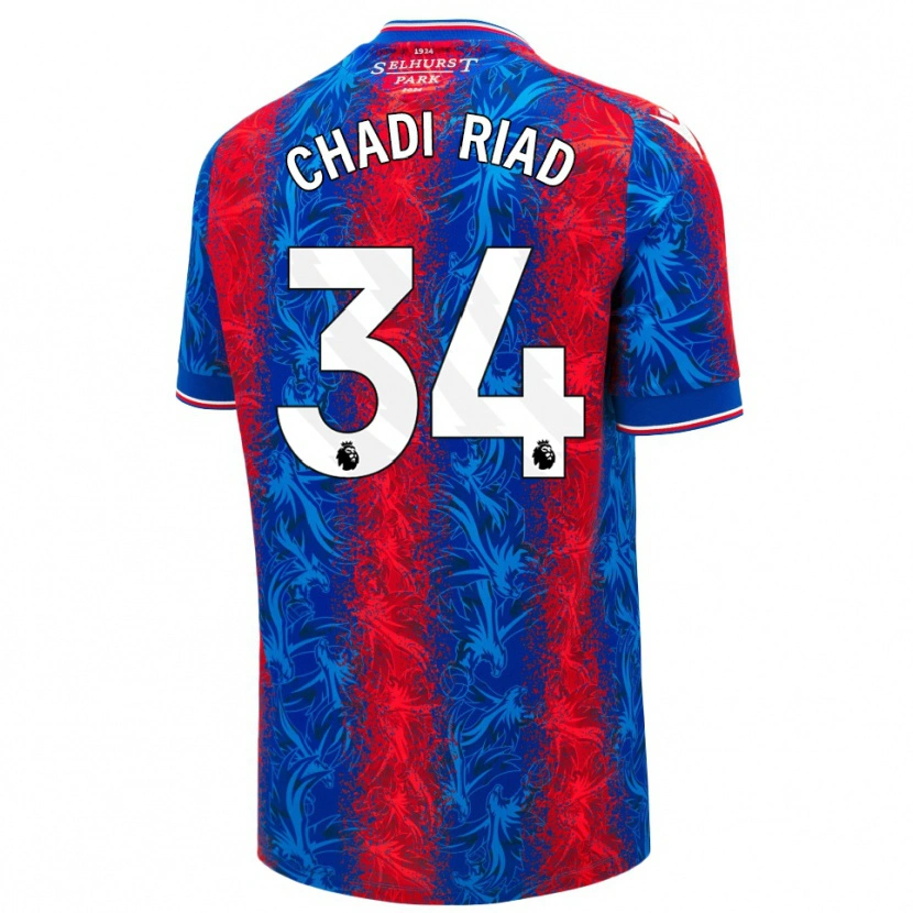 Danxen Hombre Camiseta Chadi Riad #34 Rayas Rojas Y Azules 1ª Equipación 2024/25 La Camisa México
