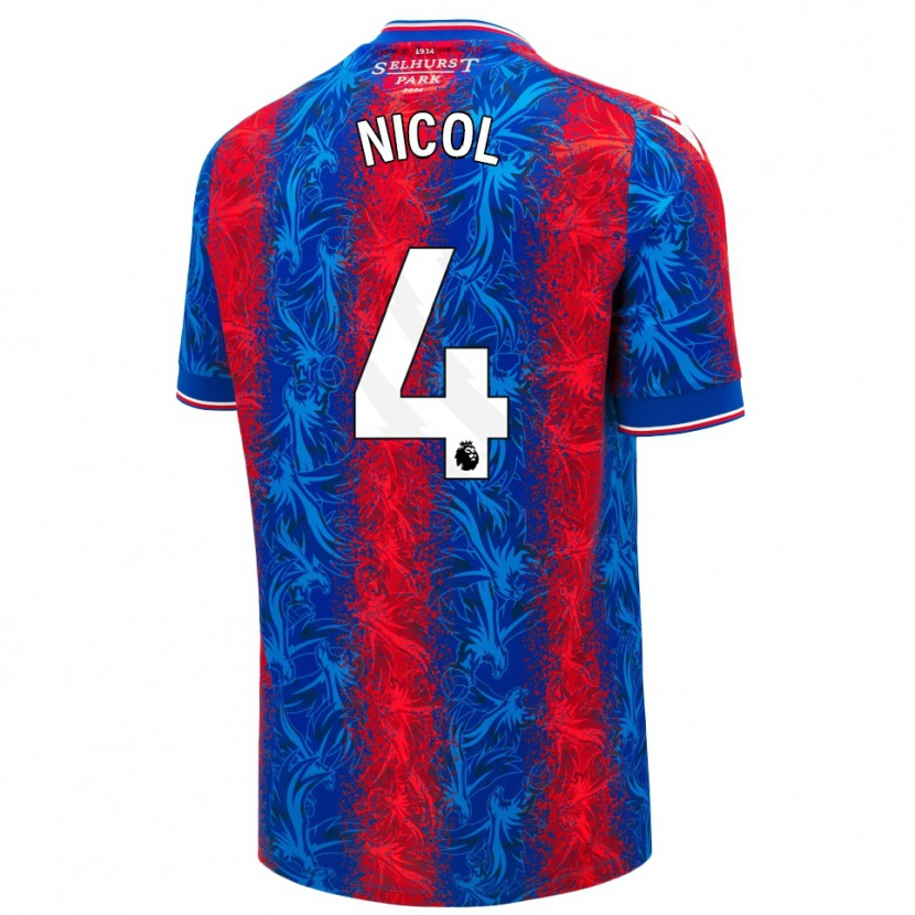 Danxen Hombre Camiseta Leigh Nicol #4 Rayas Rojas Y Azules 1ª Equipación 2024/25 La Camisa México