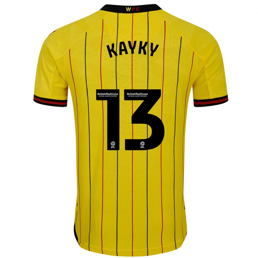 Danxen Hombre Camiseta Kayky Almeida #13 Amarillo Negro 1ª Equipación 2024/25 La Camisa México