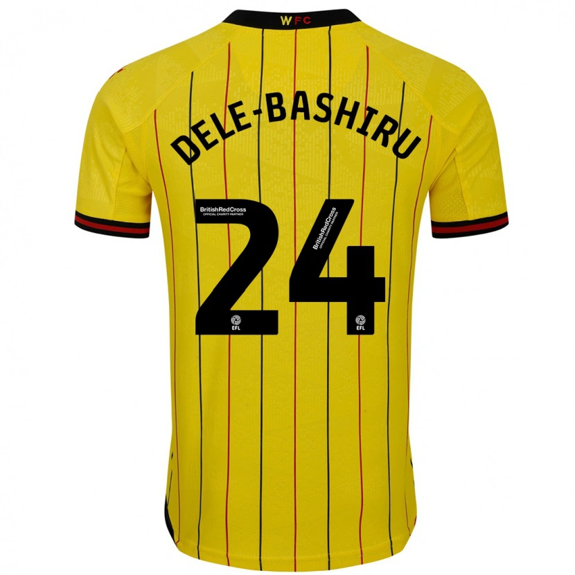Danxen Hombre Camiseta Tom Dele-Bashiru #24 Amarillo Negro 1ª Equipación 2024/25 La Camisa México
