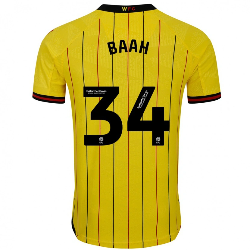 Danxen Hombre Camiseta Kwadwo Baah #34 Amarillo Negro 1ª Equipación 2024/25 La Camisa México