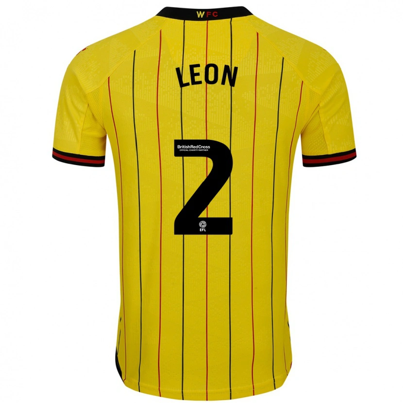 Danxen Hombre Camiseta Lucía León #2 Amarillo Negro 1ª Equipación 2024/25 La Camisa México
