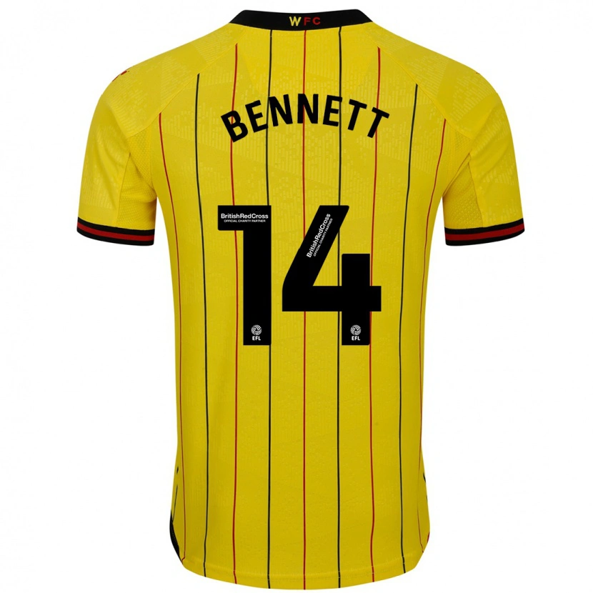 Danxen Hombre Camiseta Harley Bennett #14 Amarillo Negro 1ª Equipación 2024/25 La Camisa México