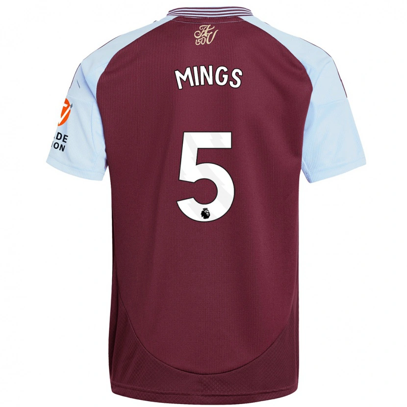 Danxen Hombre Camiseta Tyrone Mings #5 Borgoña Azul Cielo 1ª Equipación 2024/25 La Camisa México