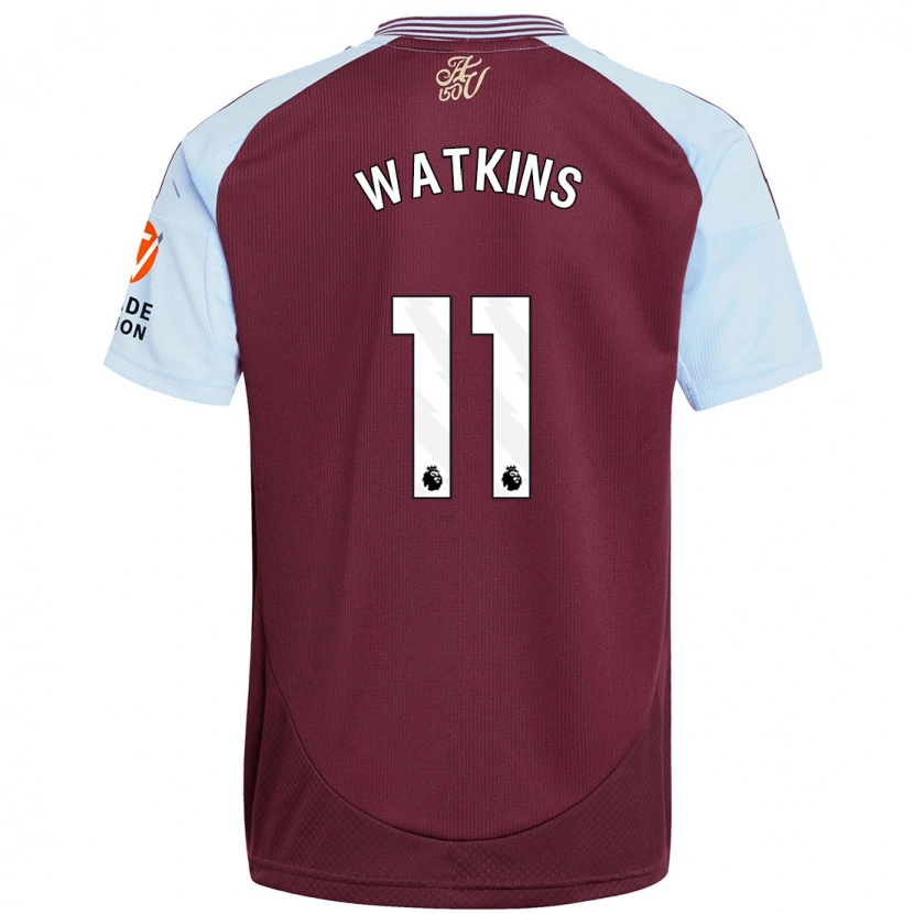 Danxen Hombre Camiseta Ollie Watkins #11 Borgoña Azul Cielo 1ª Equipación 2024/25 La Camisa México