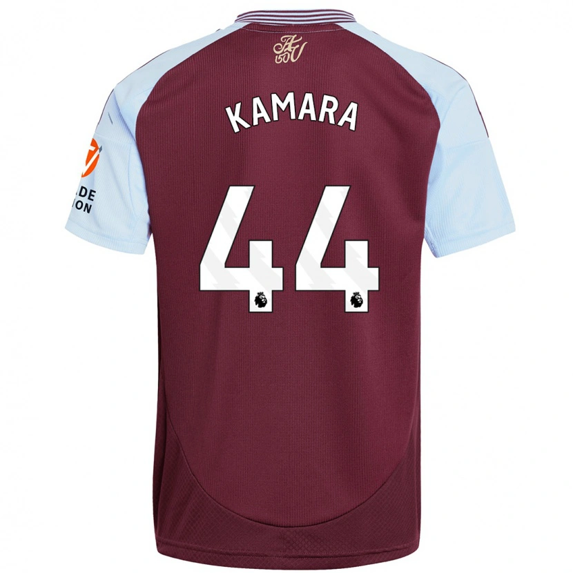 Danxen Hombre Camiseta Boubacar Kamara #44 Borgoña Azul Cielo 1ª Equipación 2024/25 La Camisa México