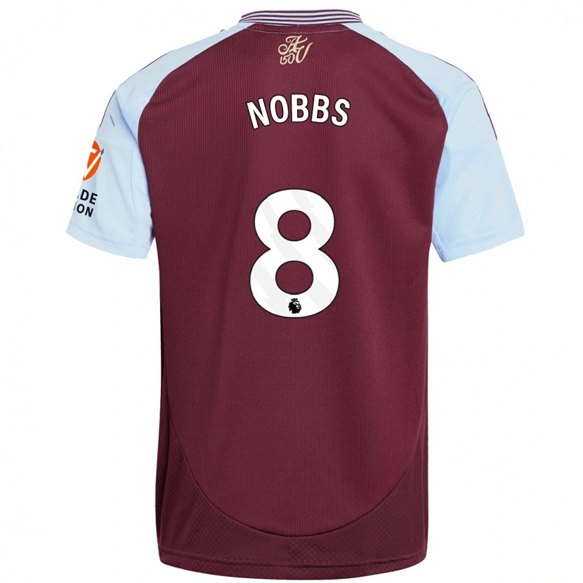 Danxen Hombre Camiseta Jordan Nobbs #8 Borgoña Azul Cielo 1ª Equipación 2024/25 La Camisa México