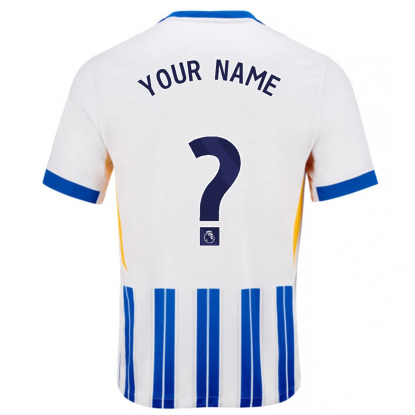 Danxen Hombre Camiseta Su Nombre #0 Blanco Azul Rayas 1ª Equipación 2024/25 La Camisa México