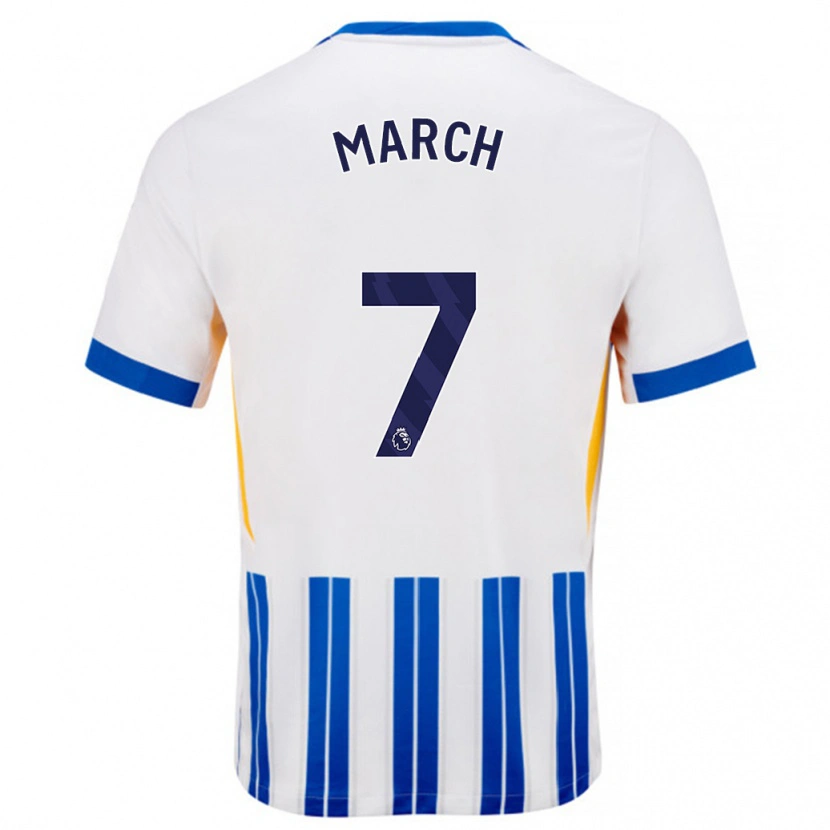 Danxen Hombre Camiseta Solly March #7 Blanco Azul Rayas 1ª Equipación 2024/25 La Camisa México