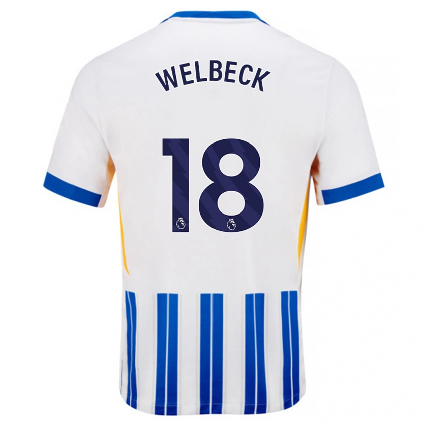 Danxen Hombre Camiseta Danny Welbeck #18 Blanco Azul Rayas 1ª Equipación 2024/25 La Camisa México